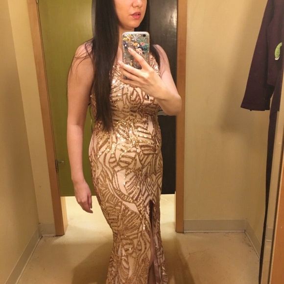 Windsor small rose gold sequin long formal dress - Picture 5 of 5